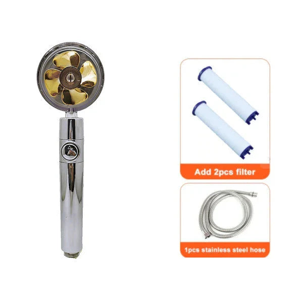 360° Rotating Shower Head with Built-In Fan - Premium ABS Plastic Construction, Water-Saving High-Pressure Spray