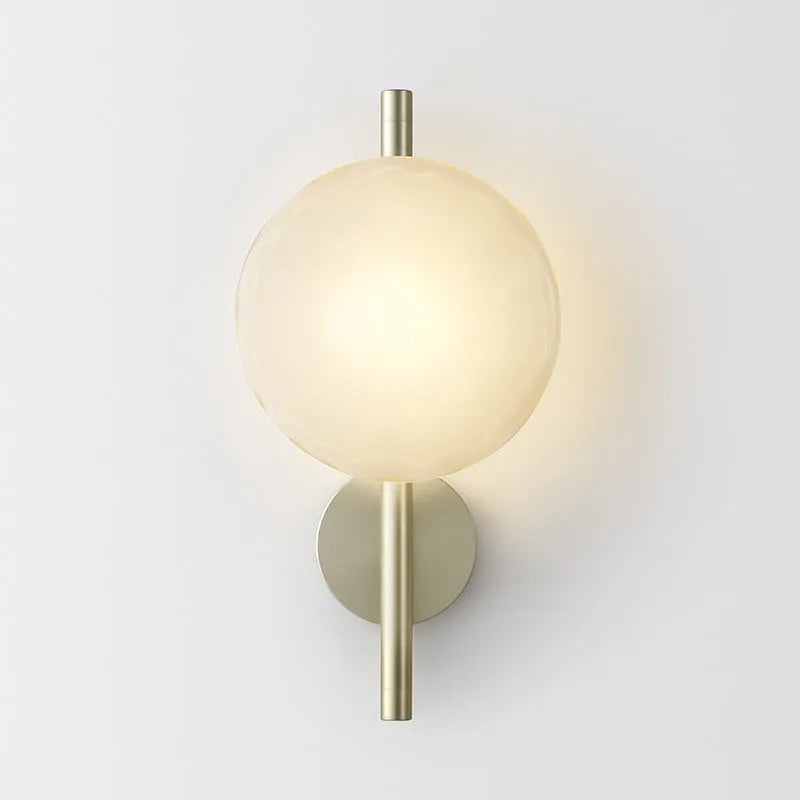 Wall-mounted bedside lamp with glass shade and iron body in various finish options