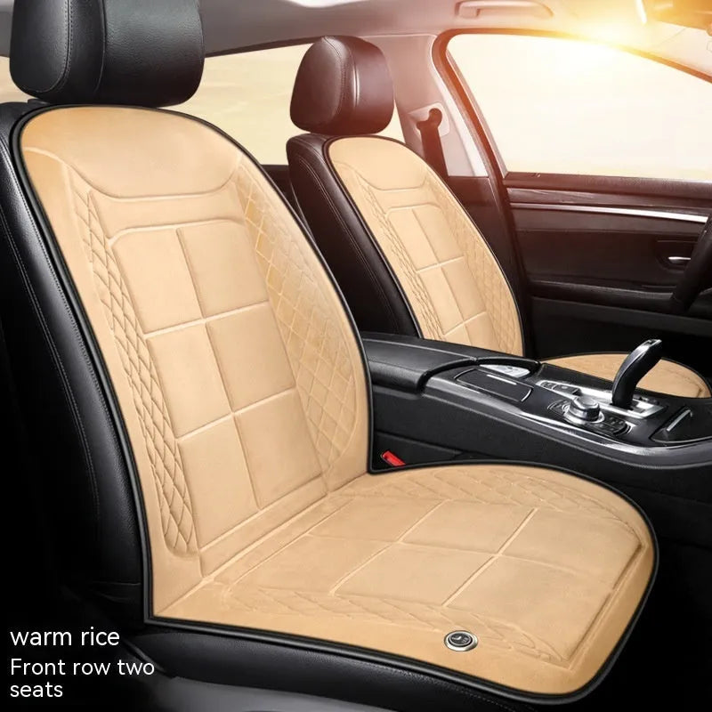 Auto heating car seat cushion for winter driving in beige, black or coffee colours