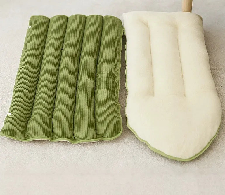 Closed cat house in PP cotton, removable washable winter pet sleeping nest, medium and large sizes, light beige, light green, light purple.