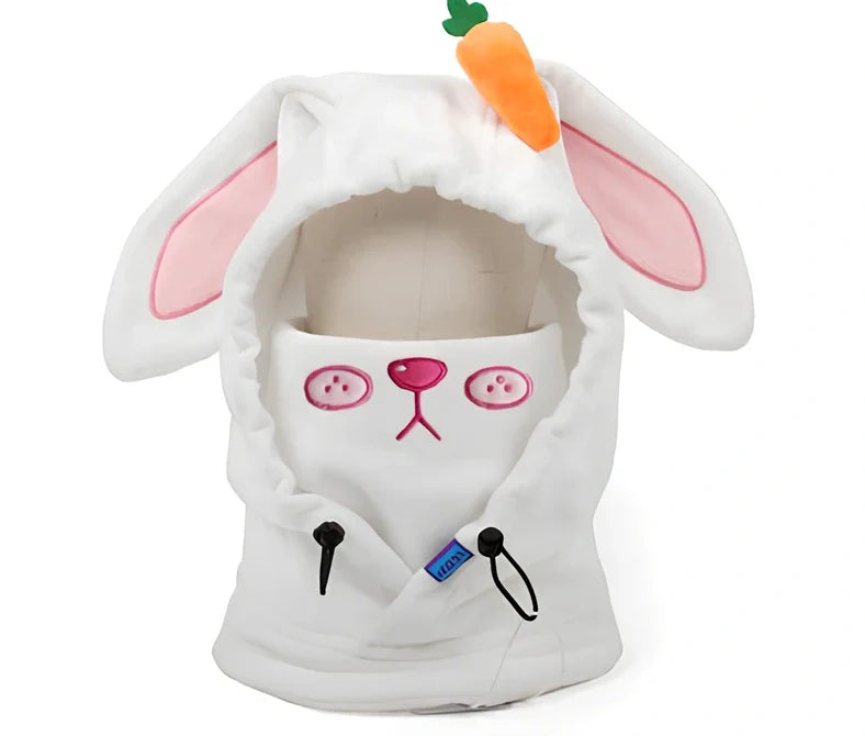 Ski helmet cover with cartoon animal designs including brown bear and white bear patterns for winter sports