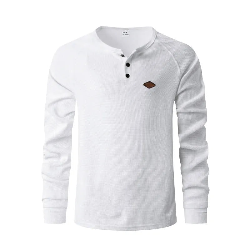 Waffle pattern raglan sleeve pullover in thin polyester fabric shown in sapphire blue