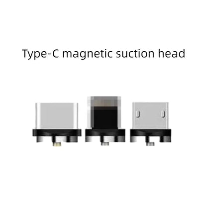 Black magnetic charging cable with connectors for Android, Type C, and Apple devices on a white background
