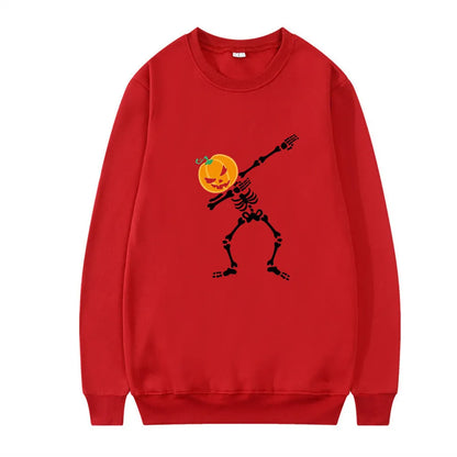 Women's printed crew neck long-sleeve top in cotton-polyester blend fabric for autumn and winter wear