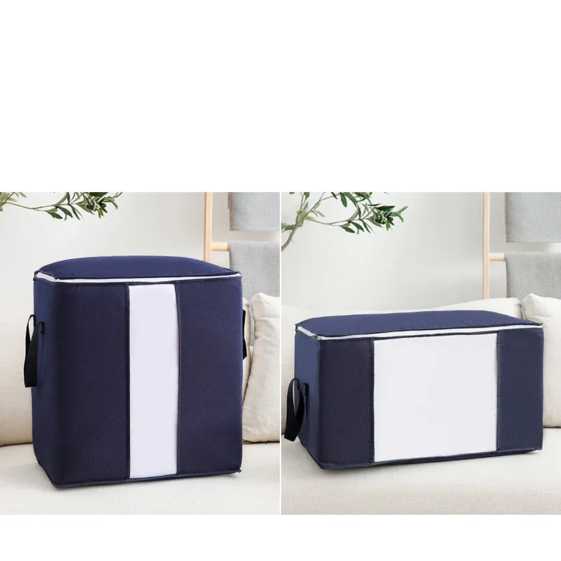 Non-woven storage bag in beige with Japanese handbag design, seal closure, and dimensions 60x40x35cm for quilt organisation