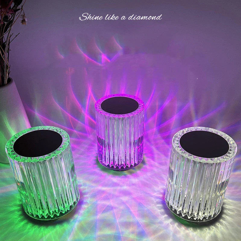 Stylish LED desk lamp with faux crystal design and customizable RGB lighting for home decor