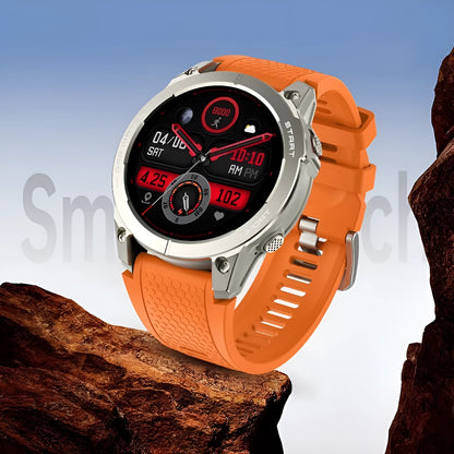 S53 outdoor GPS sports smart watch with black silicone band and 1.43-inch IPS touch screen display