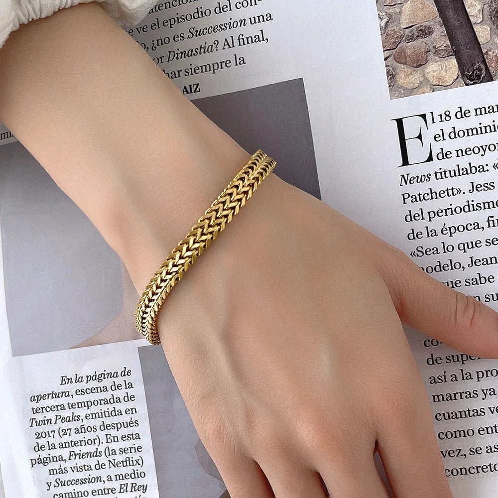 18K gold plated titanium steel hemp flower bracelet for men and women