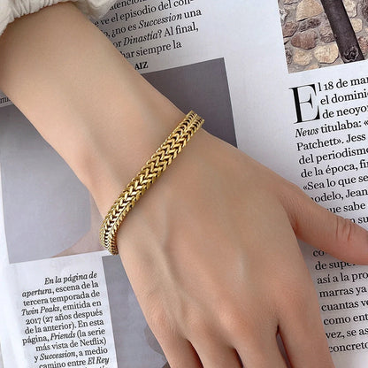 18K gold plated titanium steel hemp flower bracelet for men and women