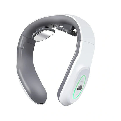 White folding electric pulse massager for shoulders and neck with heated function and USB charging port