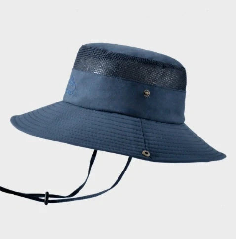 Breathable mesh bucket hat with 9cm brim for outdoor sun protection