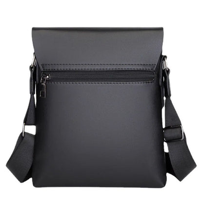 Men's PU leather crossbody messenger bag, plaid pattern, black or dark brown, 20cm x 24cm x 6cm