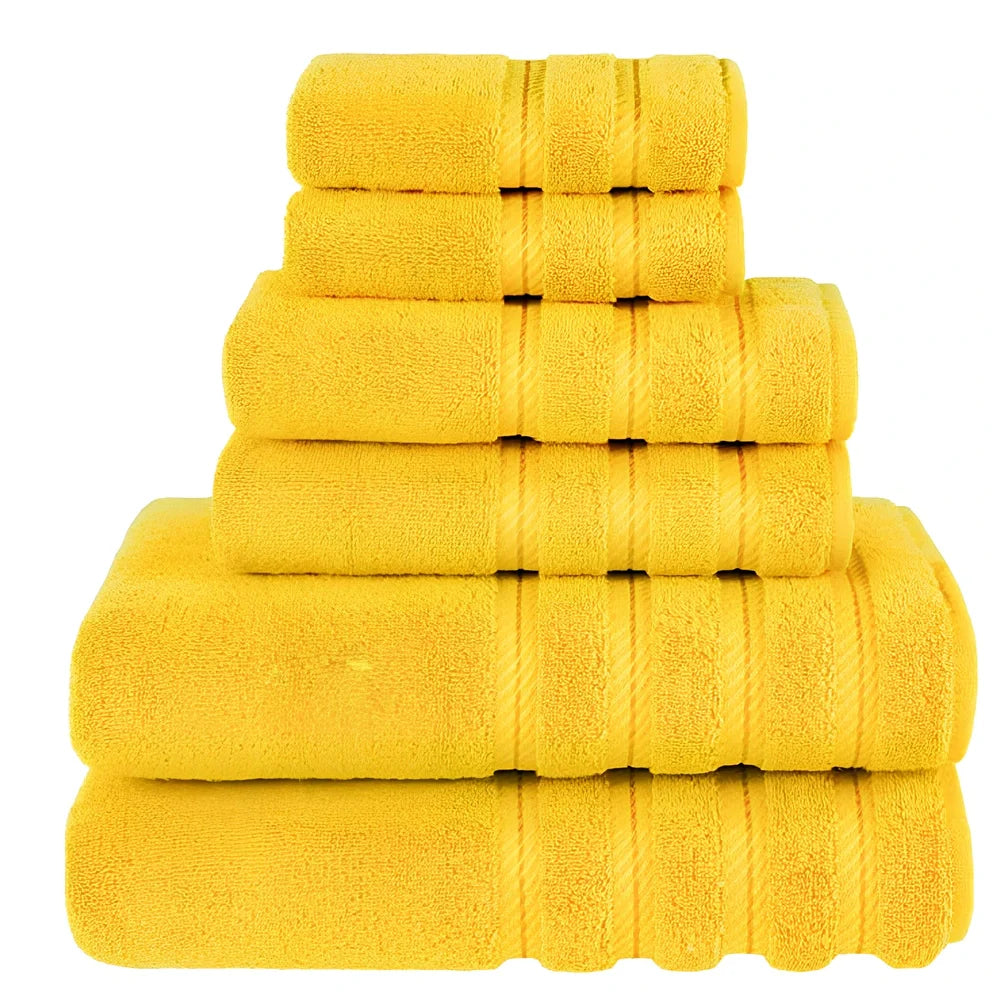 Three-piece long staple cotton towel set in blue: 33x33cm face cloth, 70x33cm hand towel, 70x137cm bath towel
