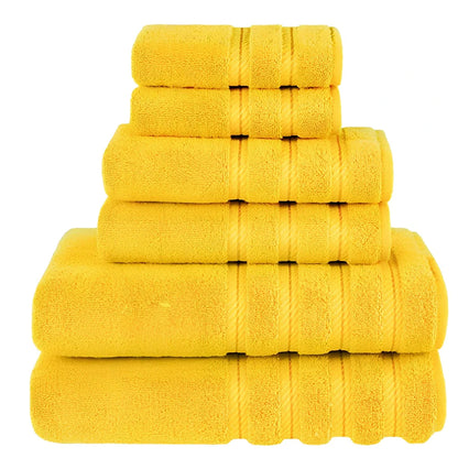 Three-piece long staple cotton towel set in blue: 33x33cm face cloth, 70x33cm hand towel, 70x137cm bath towel