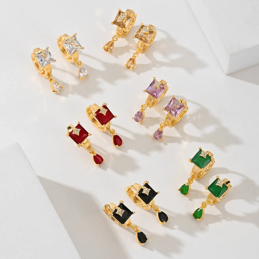 Copper-plated gold fashion earrings with water droplet design in six colours