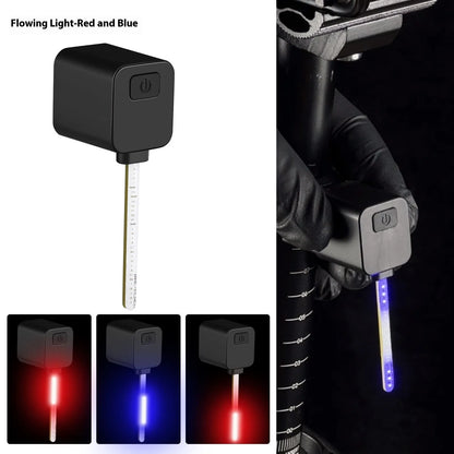 Bicycle running water taillight safety indicator lamp showing LED lighting pattern