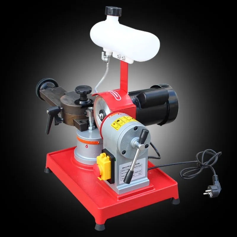 Xiao Mowang manual bench grinding machine for sharpening alloy circular saw blades on a workbench.