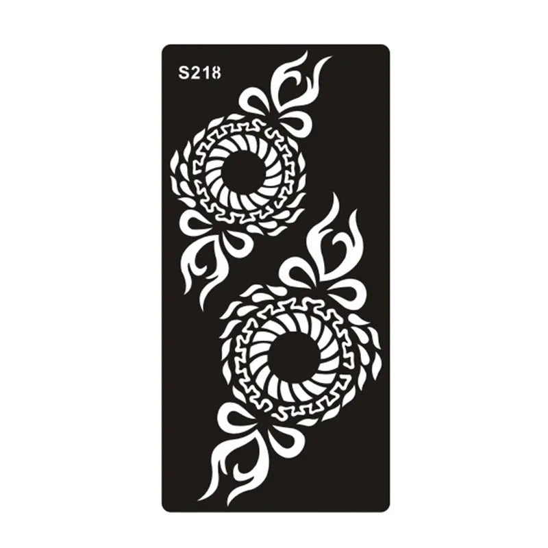 Hollow geometric tattoo template sticker on water transfer paper, Southeast Asian style design.
