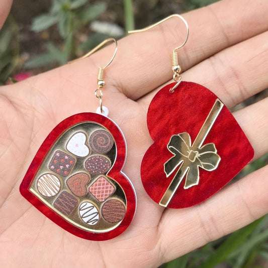 Romantic Valentine's Day Heart Earrings with Melt-Worthy Ice Cream Design in Vibrant Colors
