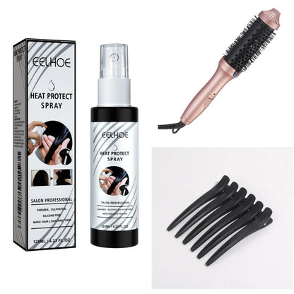 Electric hair comb with 31mm heat conductor for straightening and curling dry hair