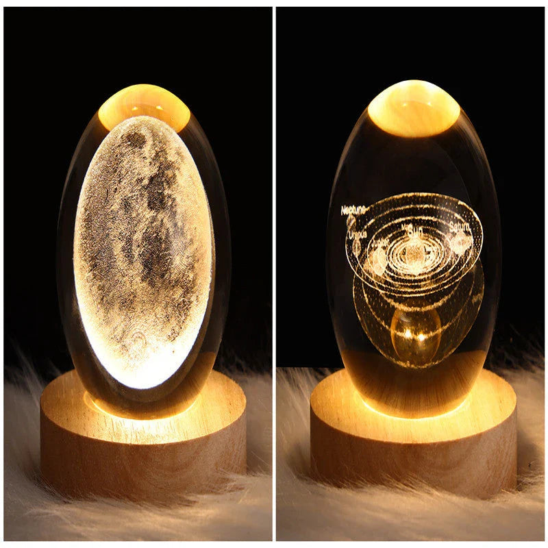 Enchanting galaxy crystal ball night light with 3D pattern, creating a mesmerizing celestial display for bedroom decor