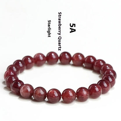 Natural strawberry quartz bracelet with geometric beads in starlight red colour.