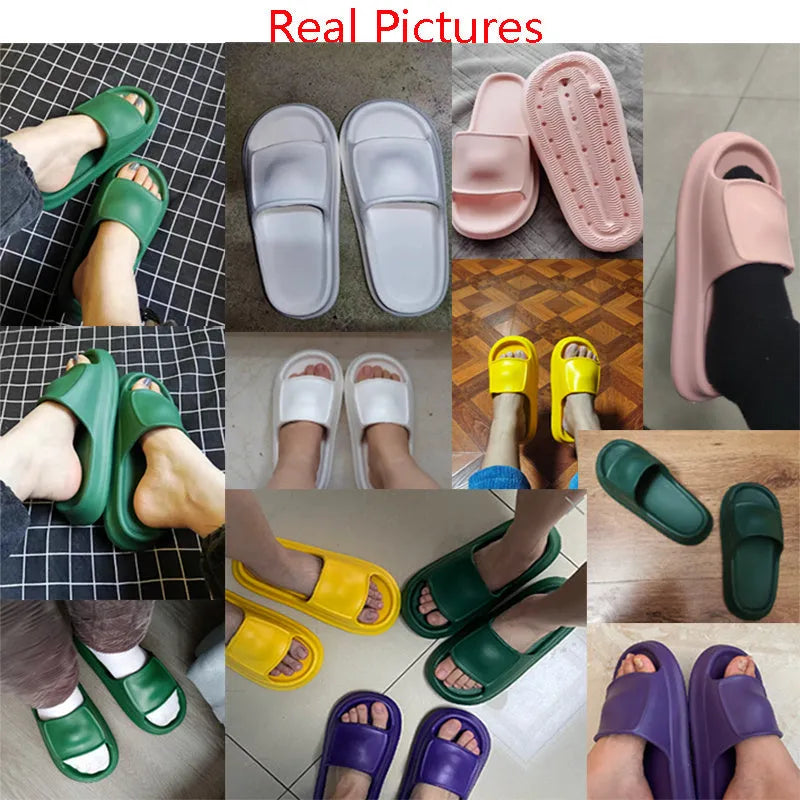 EVA flip-flop slippers with thick sole in multiple colours showing non-slip pattern