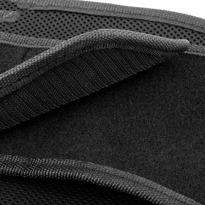 Motorcycle waist support harness in black colour with adjustable sizing for riding posture support
