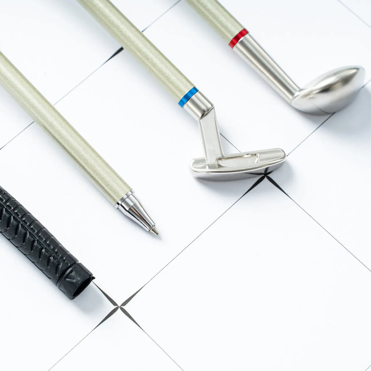 Three metal ballpoint pens with 0.7mm bullet-type points and normal ink refills