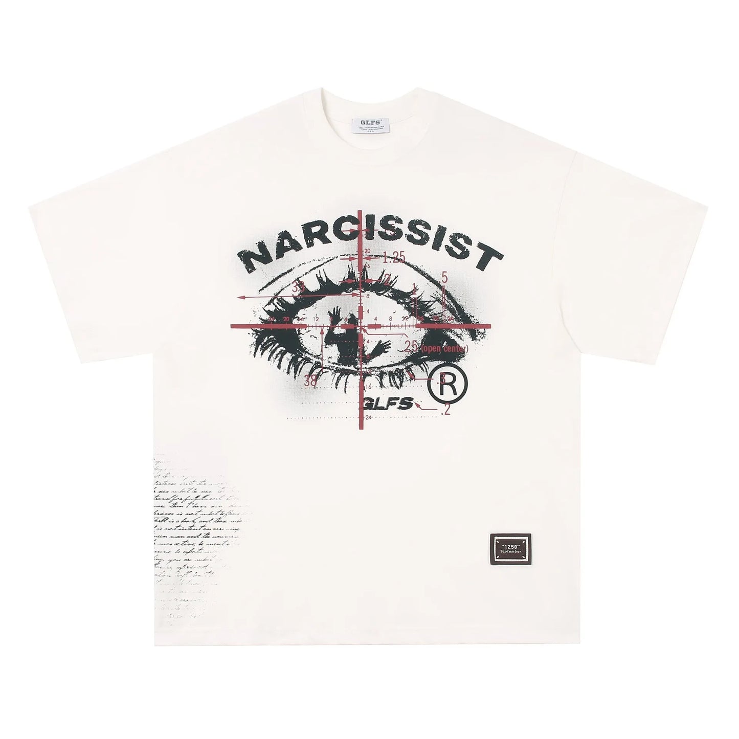 Black and white pure cotton t-shirt with retro hip hop gothic letter pattern