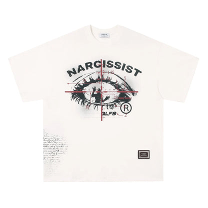 Black and white pure cotton t-shirt with retro hip hop gothic letter pattern