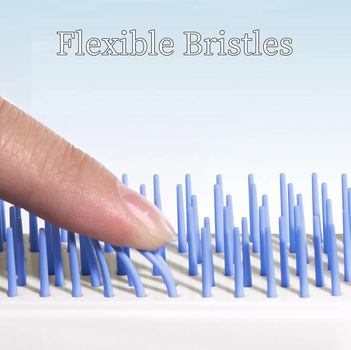 Dual-sided small dog grooming brush showing pin brush and soft bristle brush sides, in blue colour.