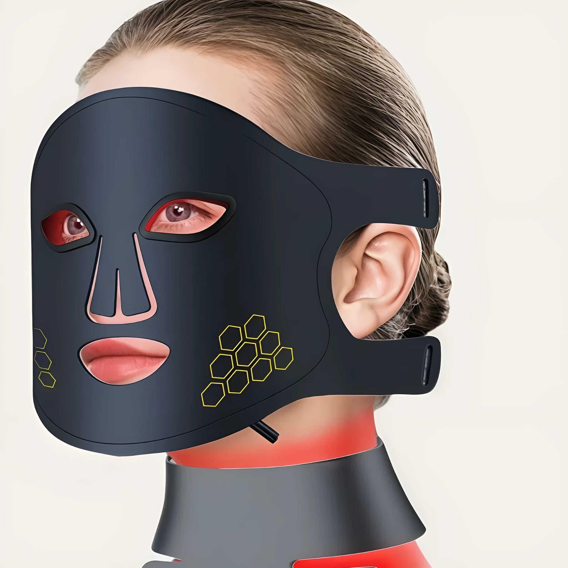 Black LED photon beauty mask for face and neck light therapy treatment at home