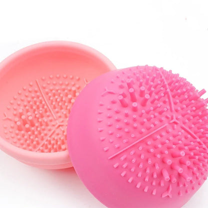 Electric makeup brush cleaner with silicone container and automatic cleaning capabilities for all brush sizes