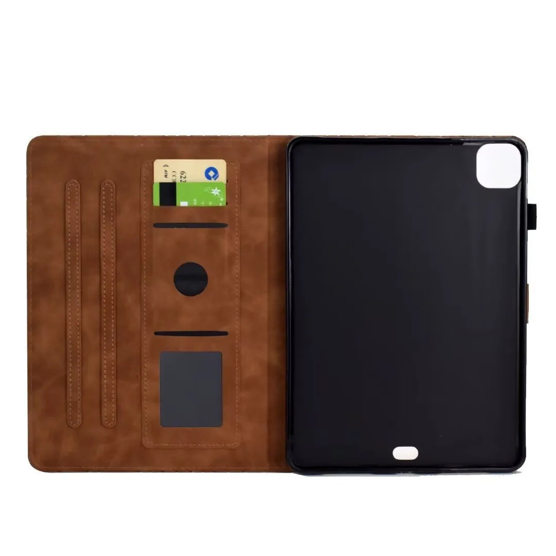 Diamond frosted leather tablet case with card holder for iPad Pro 11, shown in green