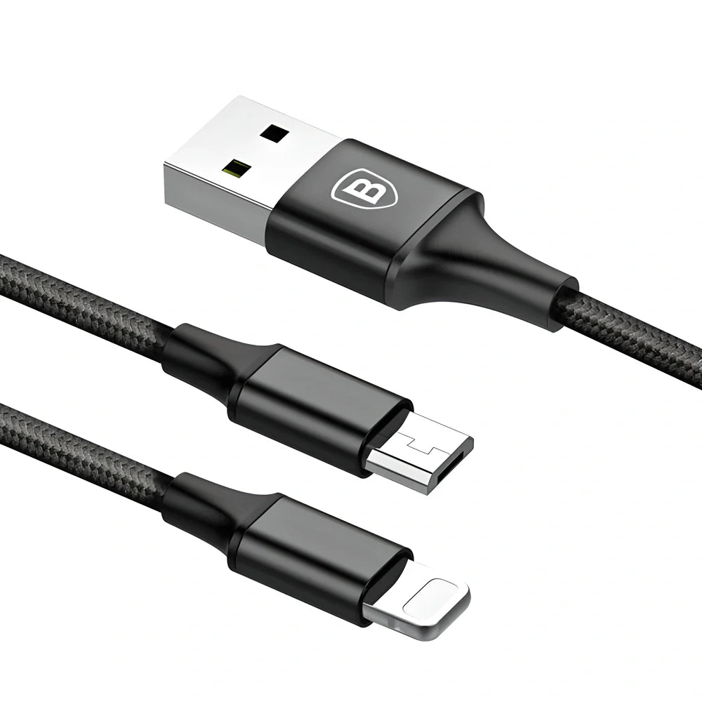 Baseus 3-in-1 Rapid Charge Cable with USB, Type-C, and Lightning connectors