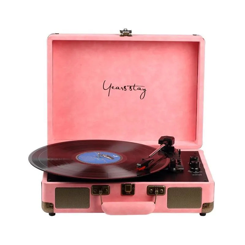 Portable leather case Bluetooth phonograph turntable in multiple colour options