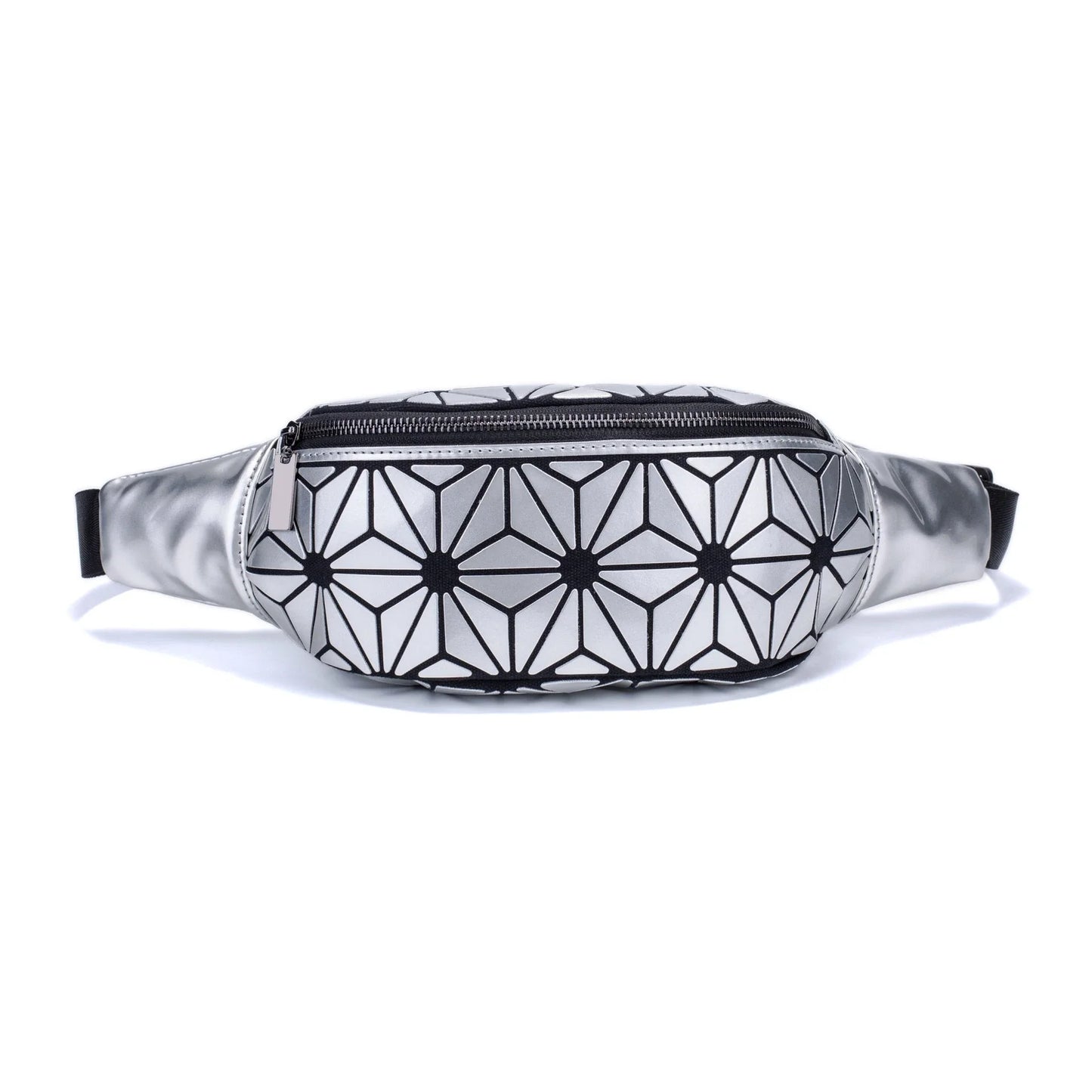Stylish fanny pack with geometric design, available in multiple colors for hands-free, fashionable carry