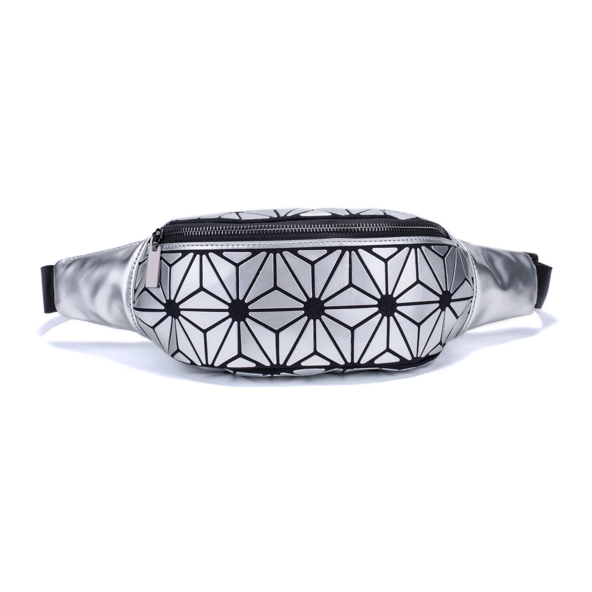 Stylish fanny pack with geometric design, available in multiple colors for hands-free, fashionable carry
