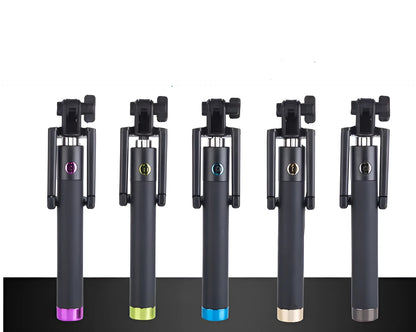 Telescopic aluminium alloy self-timer rod with line control mechanism