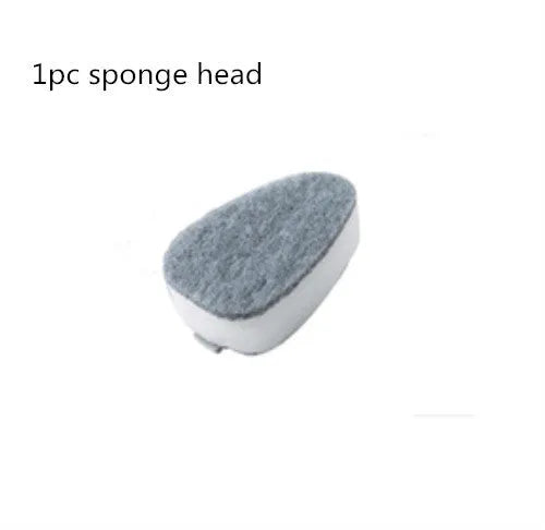 Long-handled 2-in-1 kitchen cleaning brush with removable brush head and integrated sponge
