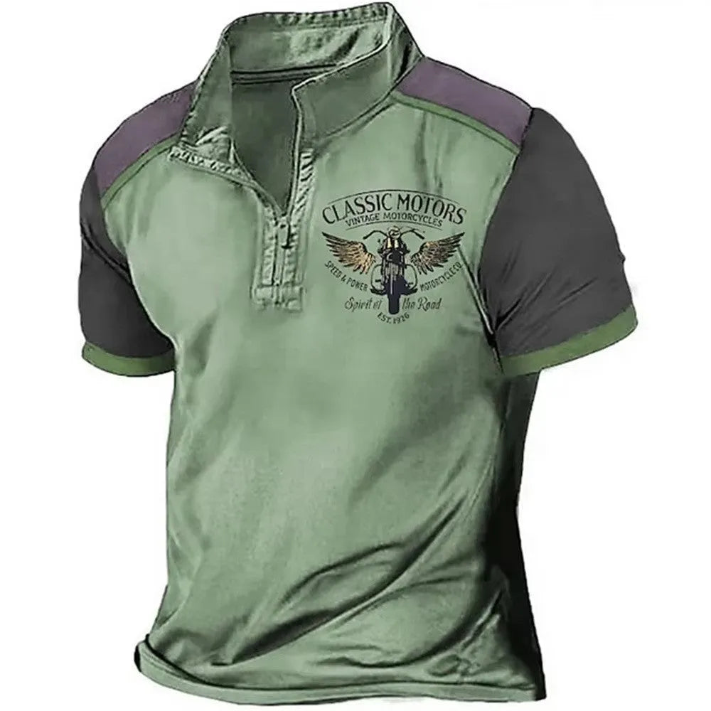 3D printed golf polo shirt in polyester bird eye cloth fabric with loose fit pullover design