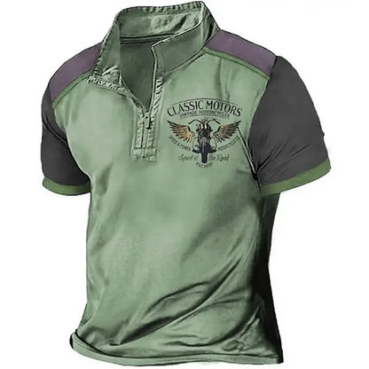 3D printed golf polo shirt in polyester bird eye cloth fabric with loose fit pullover design