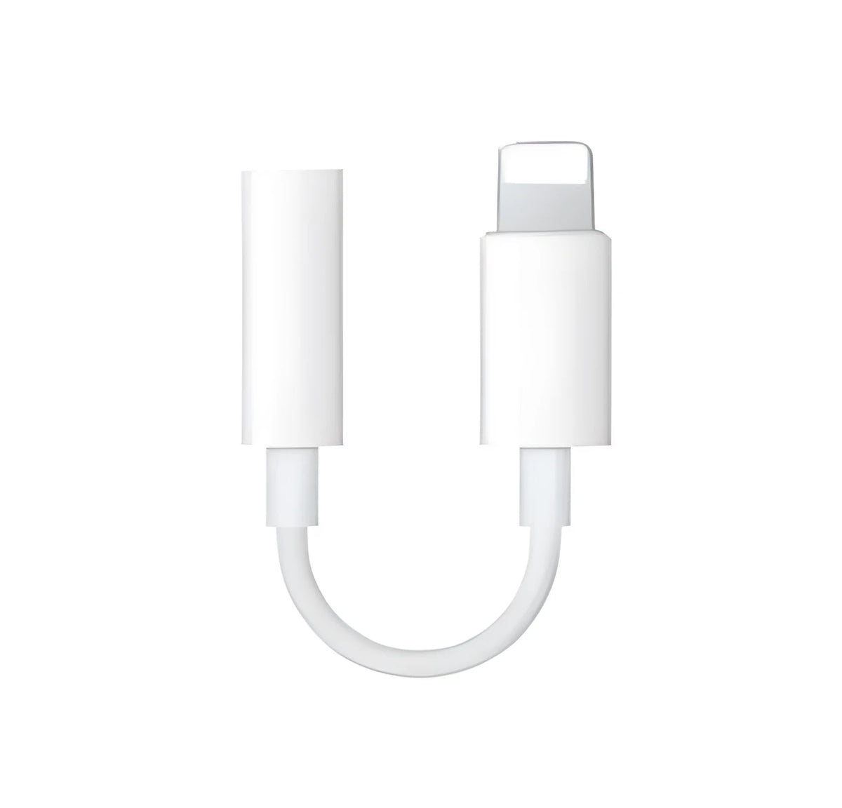 White Lightning to 3.5mm audio adapter cable for iPhone headphones.