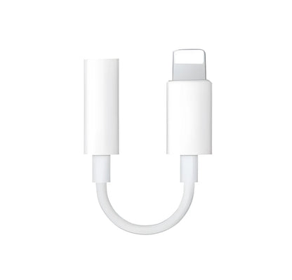 White Lightning to 3.5mm audio adapter cable for iPhone headphones.