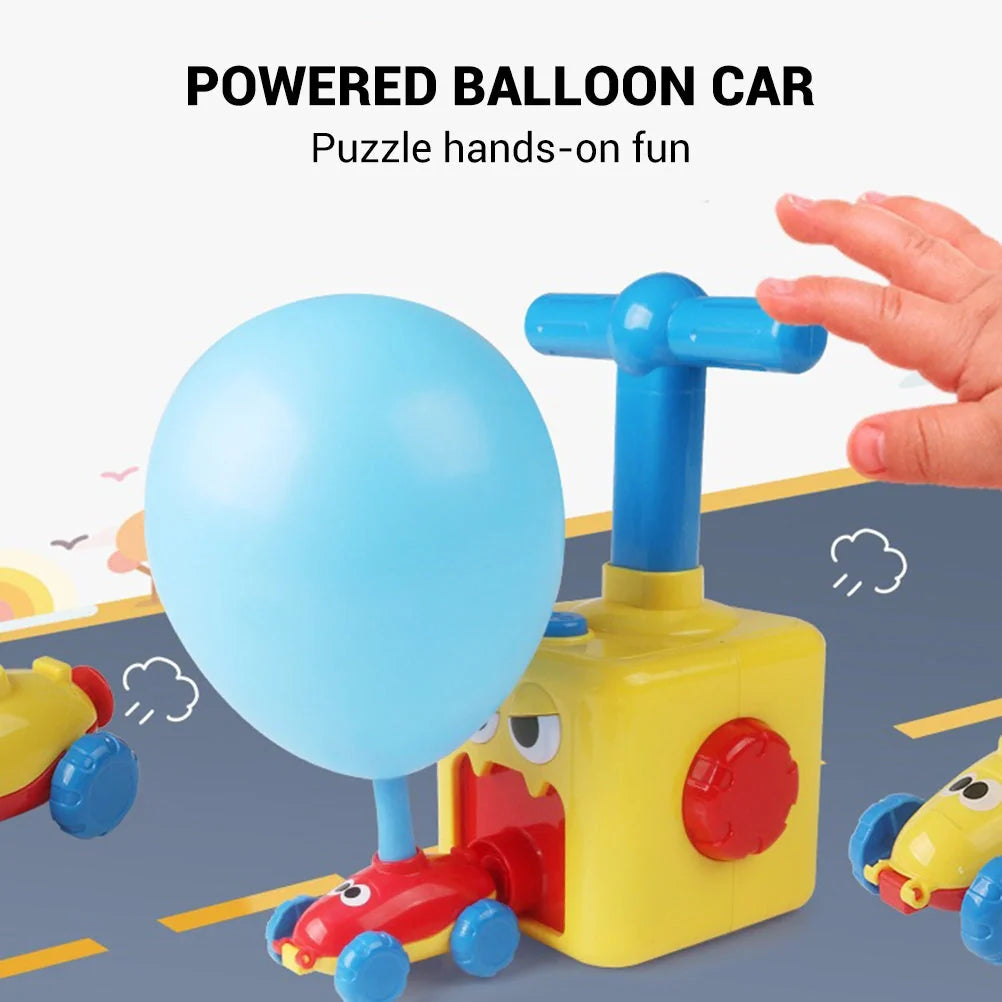 Children's air balloon powered car toy with ABS plastic construction