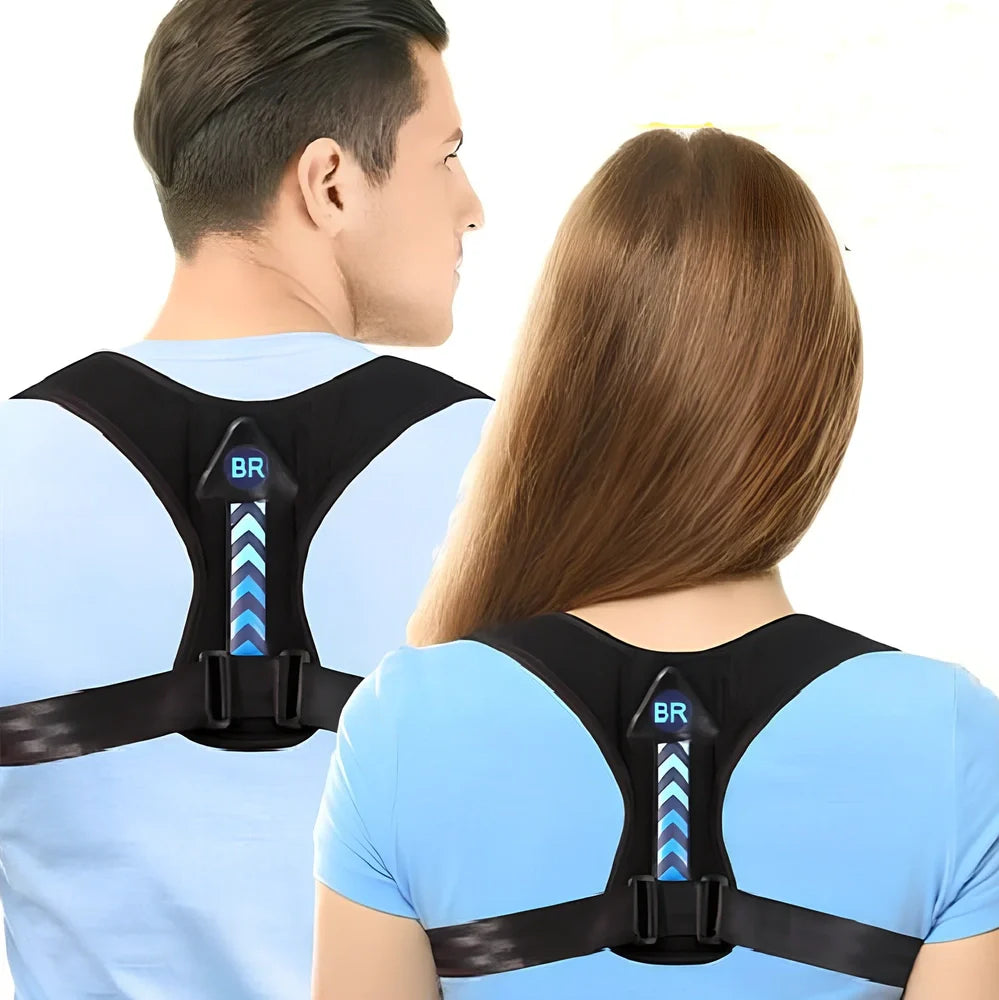 Black posture support belt with adjustable strap for running and cycling sports