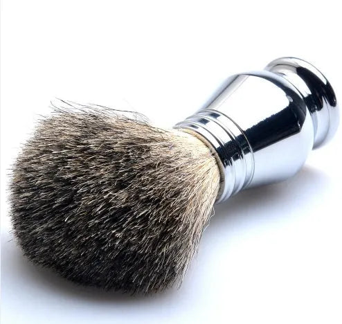 CSB double edge safety razor and badger hair shaving brush kit with chrome stand and soap bowl