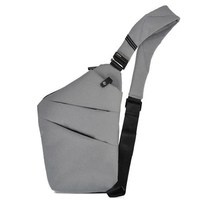 Canvas chest bag 31x20x1cm, 190g, one-shoulder crossbody with anti-radiation fabric inside, smoke black or silver grey