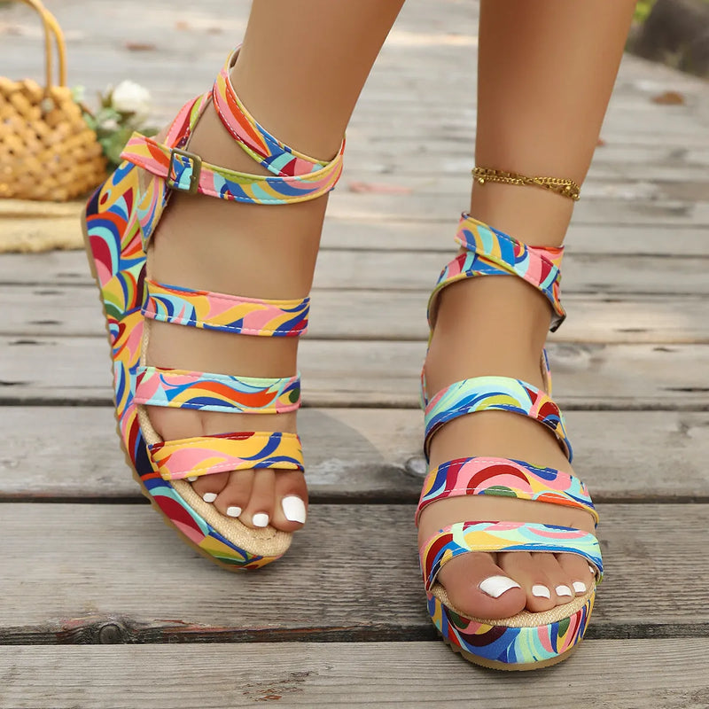 Women's Wedge Sandals with Buckle Strap, Lightweight PU Upper and Rubber Sole, European and American Style Fish Mouth Toe Design in Multiple Colours and Sizes 35-42